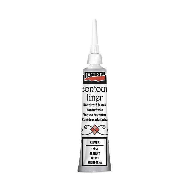 Vopsea de contur PENTART metalică 20ml argintie