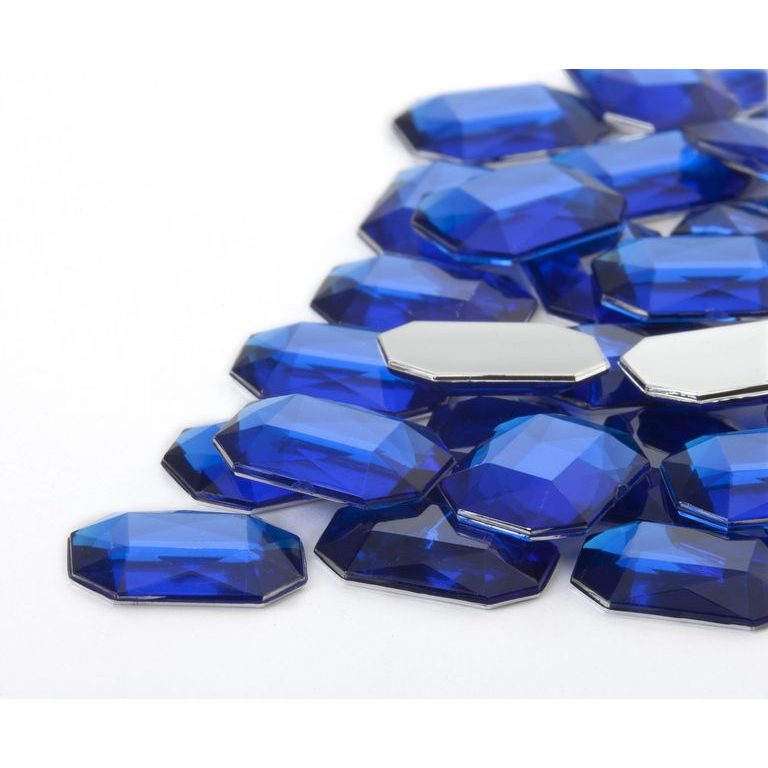 Acrylic glue-on stones octagon 10x14mm blue