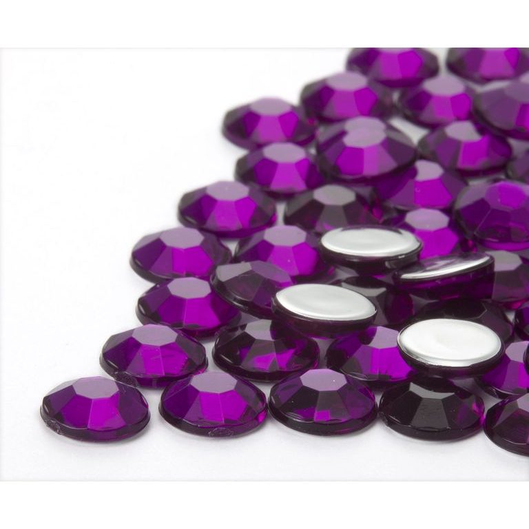 Acrylic glue-on stones round 8mm lilac