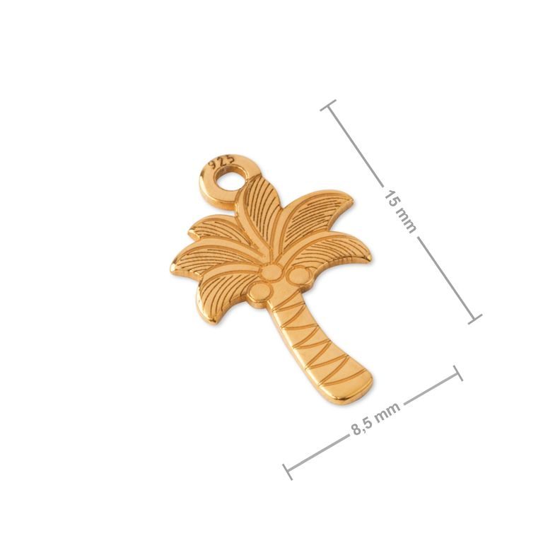Silver pendant palm gold plated No.1128