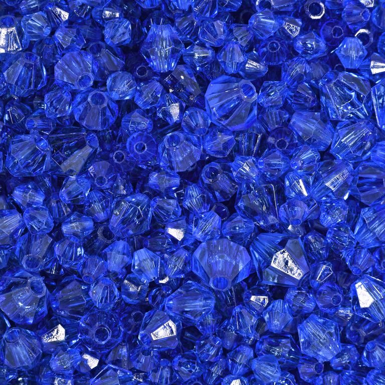 Brúsené akrylové koráliky 4-8 mm modré