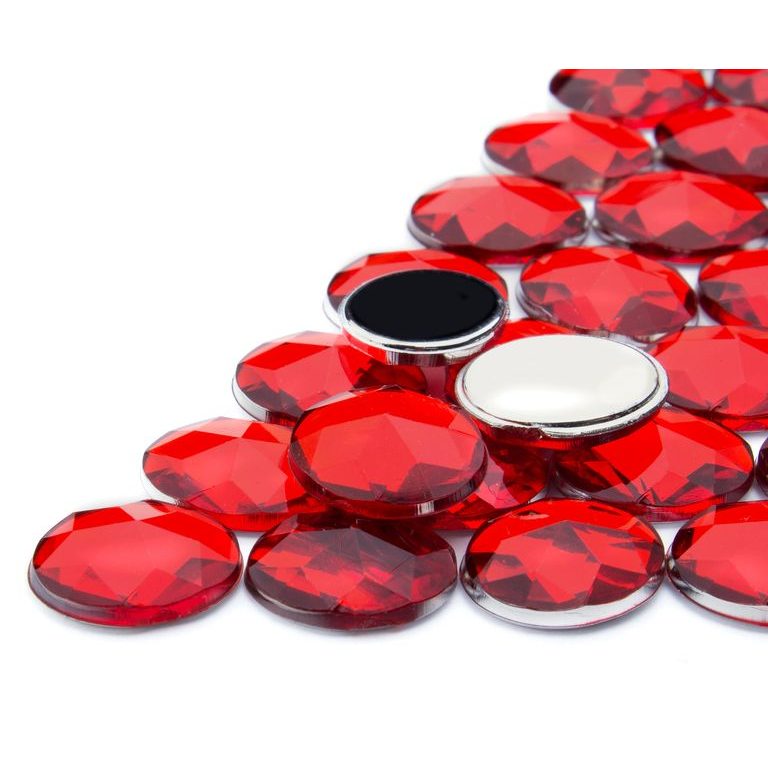 Acrylic glue-on stones oval 10x12mm red