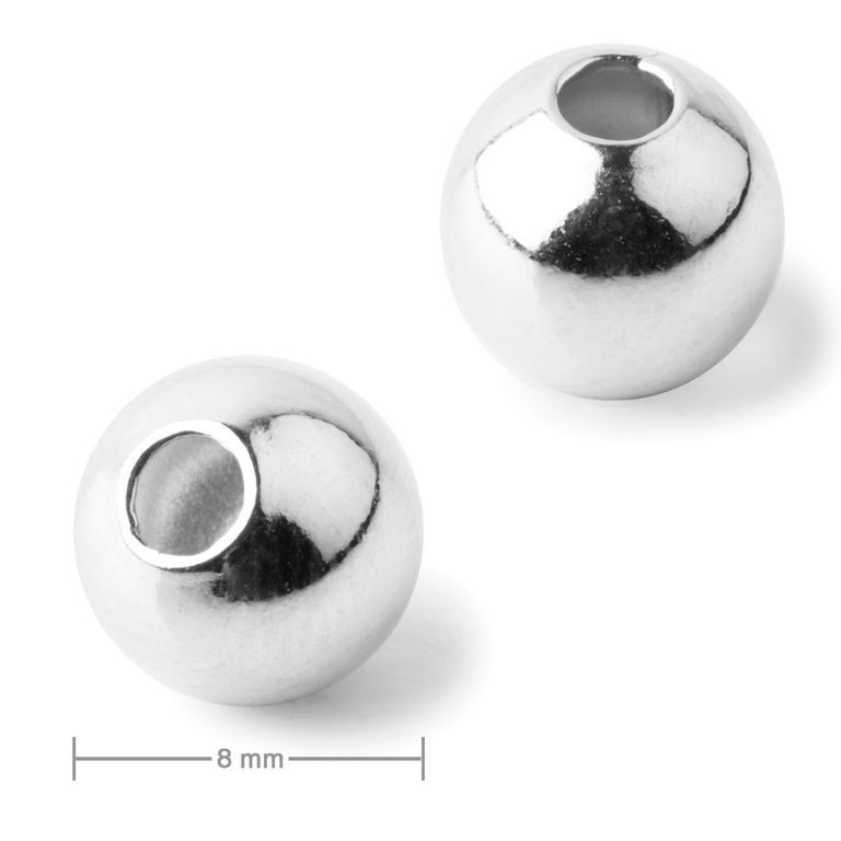 Metal bead hollow 8 mm silver