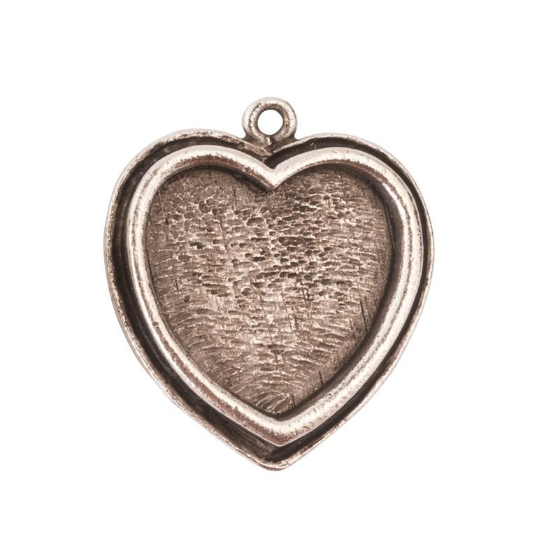 Nunn Design pendant with a setting heart 26x23mm silver-plated