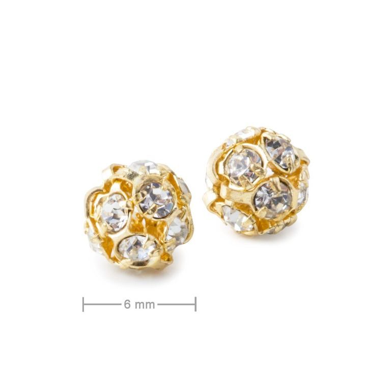 Rhinestone ball 6mm gold Crystal