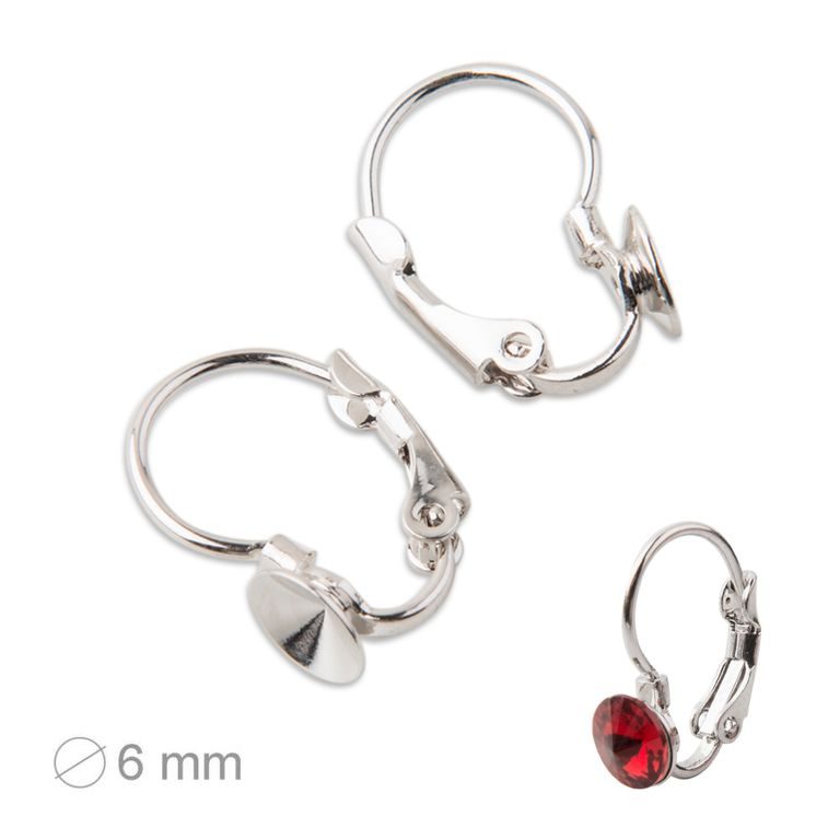 Rivoli leverback earrings 6mm rhodium