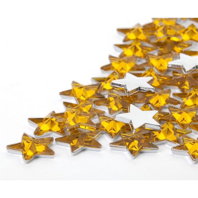 Acrylic glue-on stones star 12mm yellow