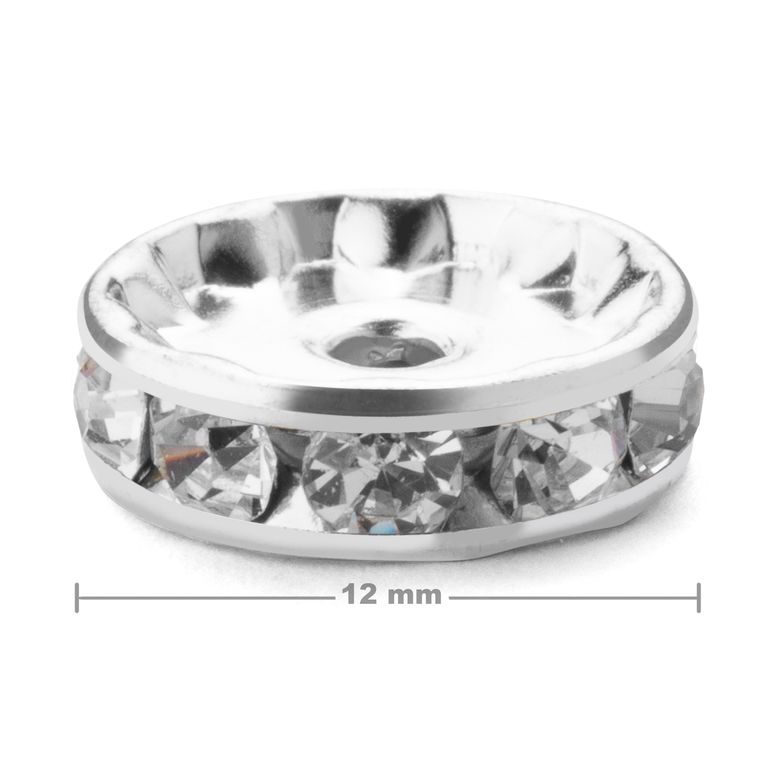 Rhinestone rondelle 12mm silver Crystal