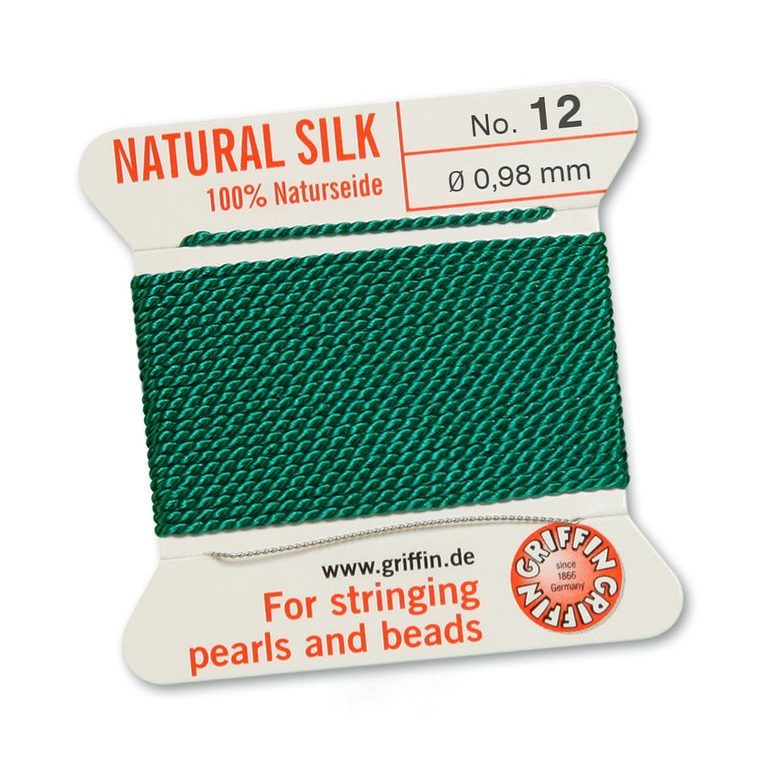 Silk thread with needle 0.98mm/2m green