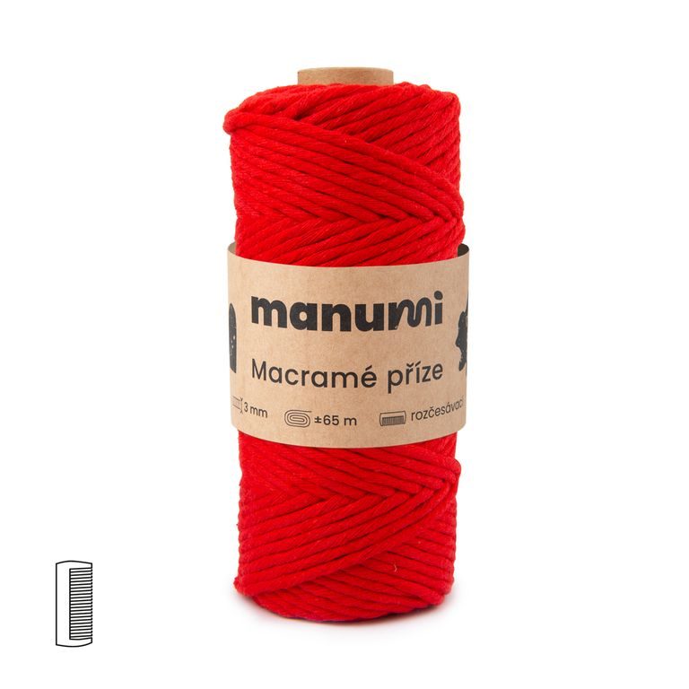 Manumi Fir textil Macramé răsucit 3mm roșu