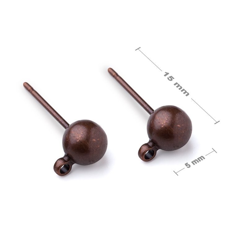 Ball ear posts 5mm antique copper