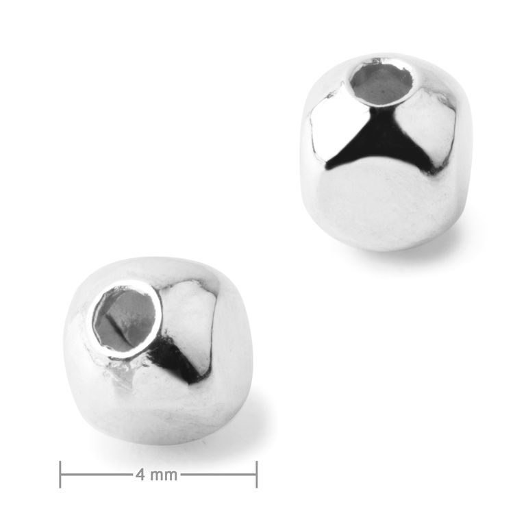 Metal bead cube 4 mm silver