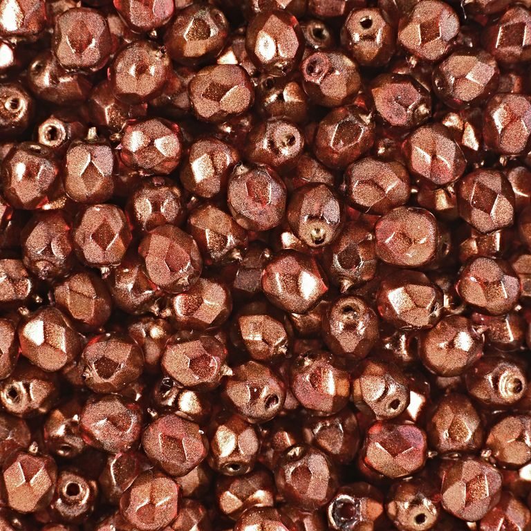 Glass fire polished beads 4mm Halo Cardinal