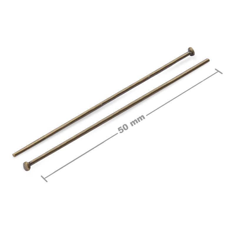 Headpins 50mm antique brass