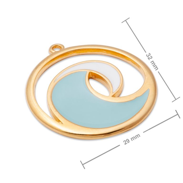 Manumi pendant waves in round frame 32x29mm gold-plated