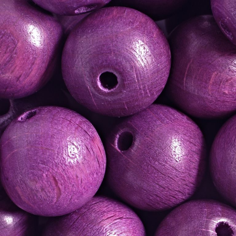 Czech wooden beads round 20mm purple No.219