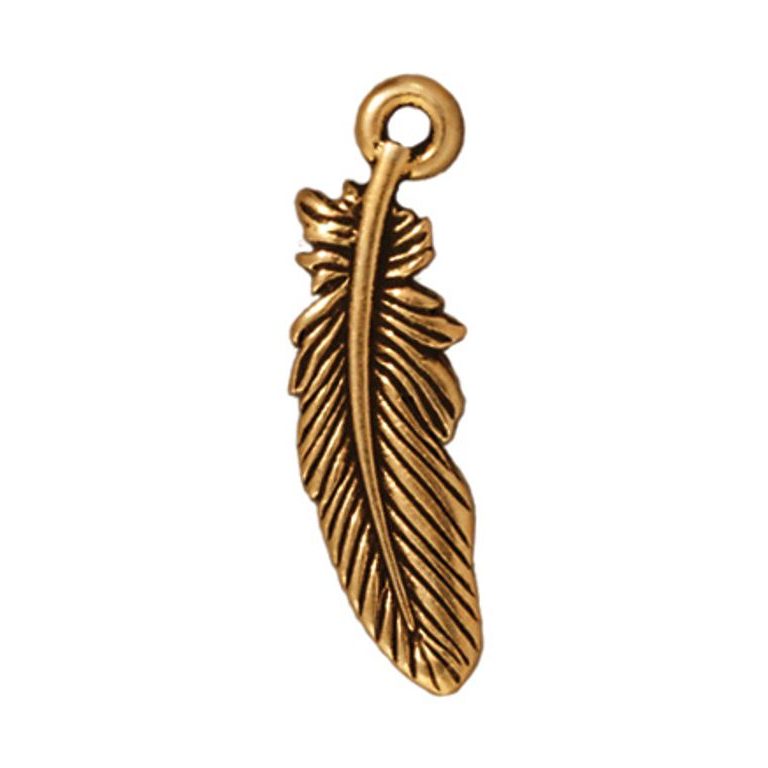 TierraCast pandantiv Small Feather culoare auriu învechit