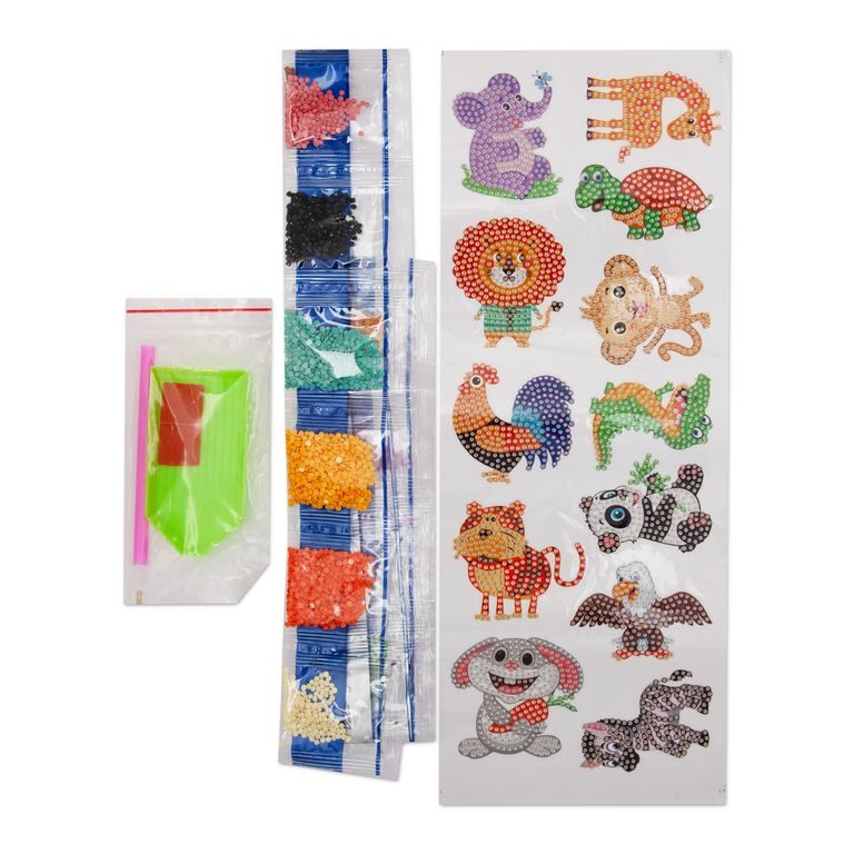 Diamond painting set of stickers with animals 12pcs