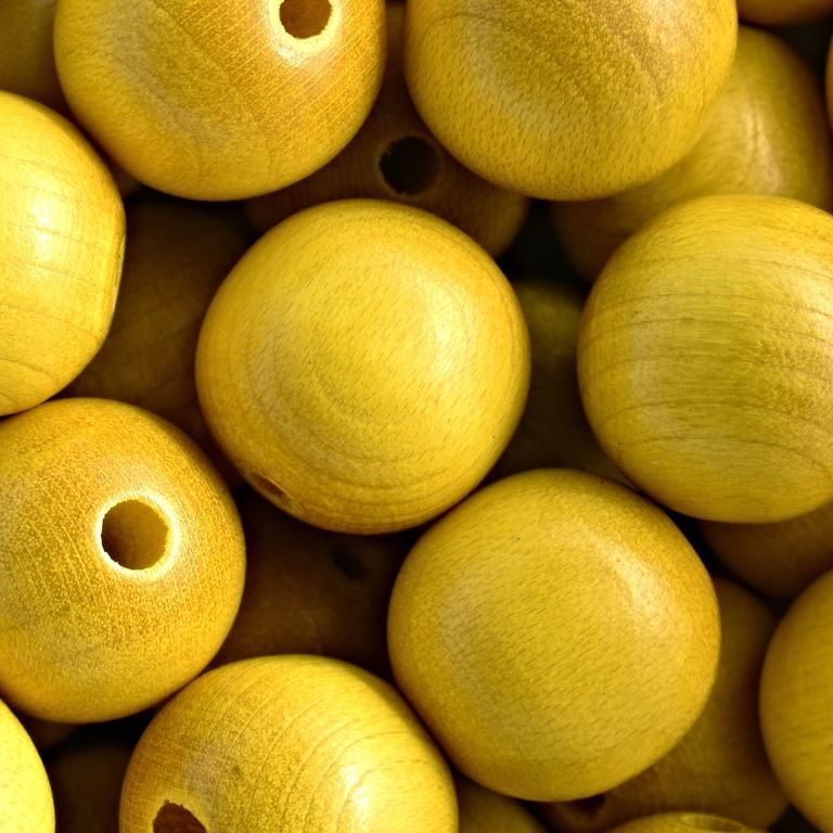 Czech wooden beads round 18mm yellow No.83