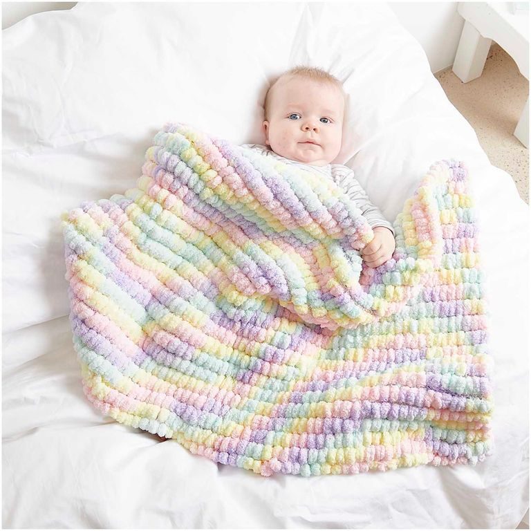 Rico design háčkovacia bambulková priadza POMPON Print dúhová