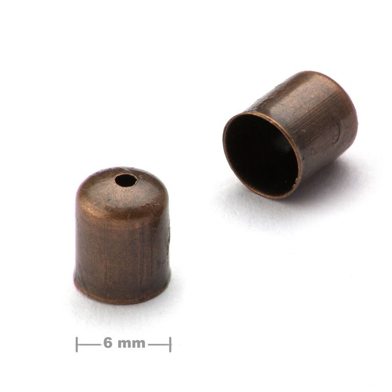 Plain bead cap 6mm antique copper