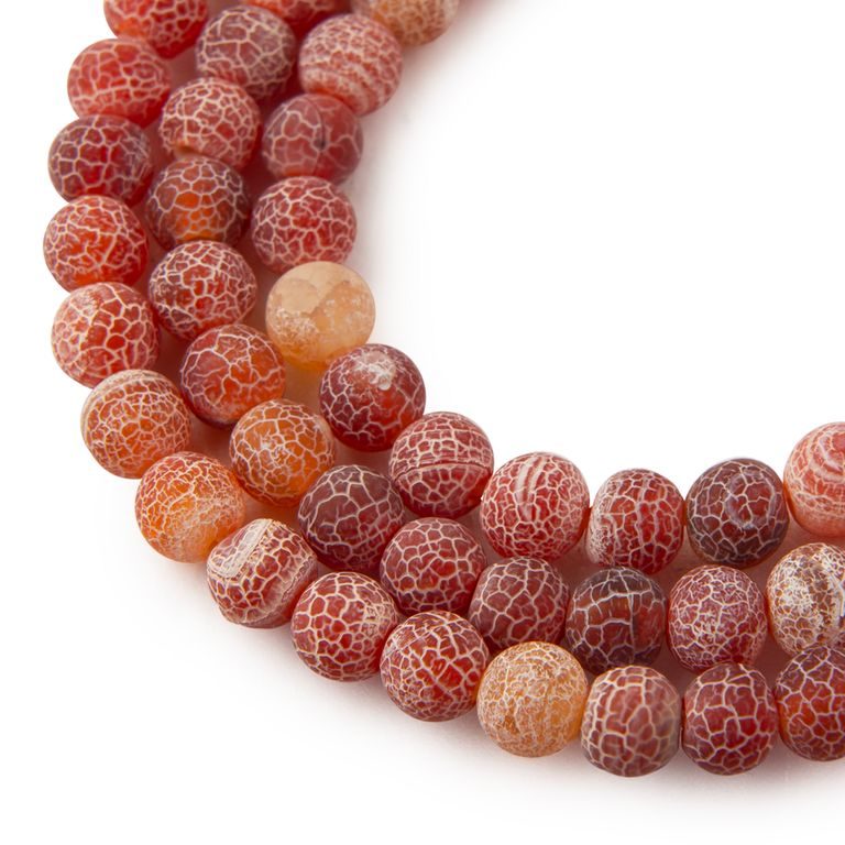 Crackle Red Agate beads matte 8mm