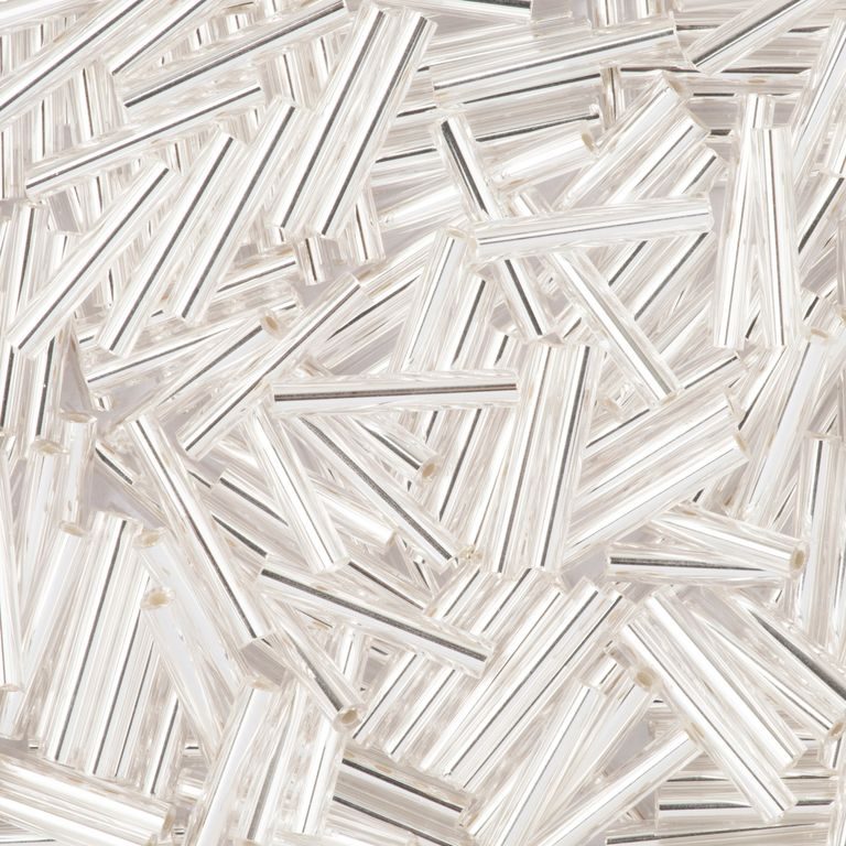 Mărgele tubulare drepte din sticlă 15mm argintii