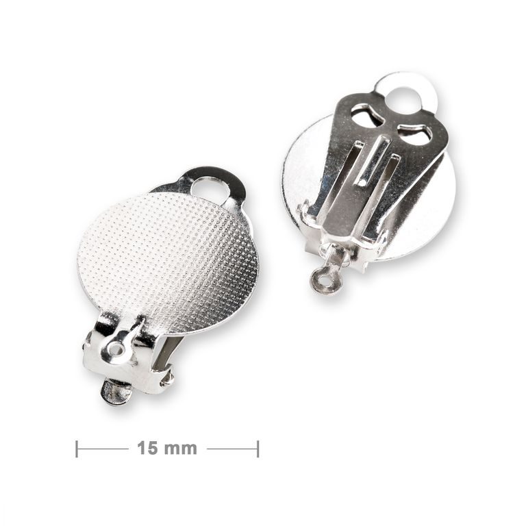 Clip on earrings with loop 15mm silver