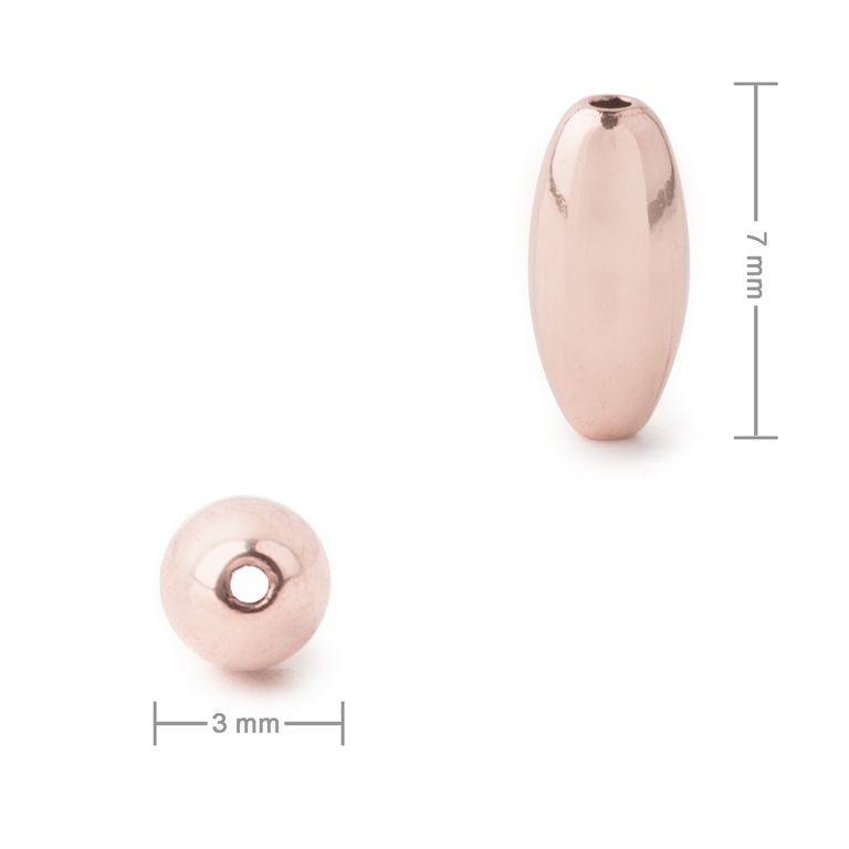 Kovový korálik ryža 7 mm rose gold