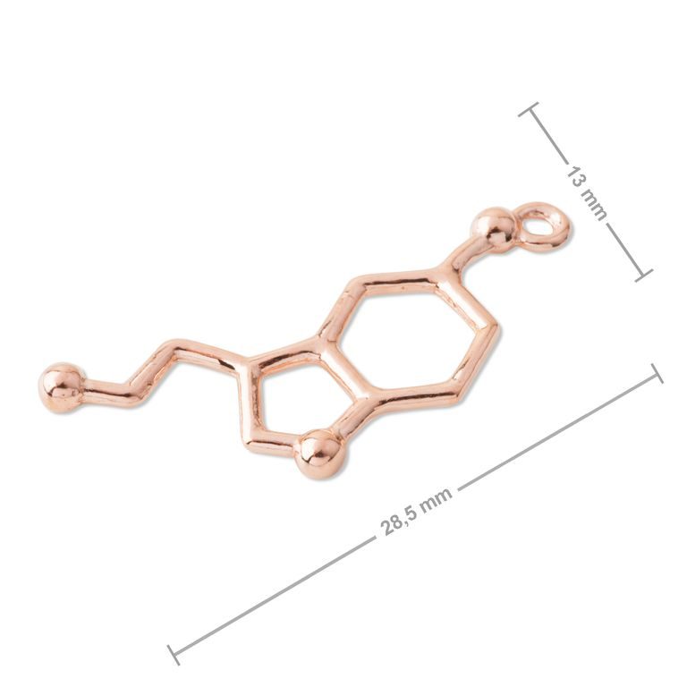 Silver pendant chemical formula serotonin rose gold plated No.977