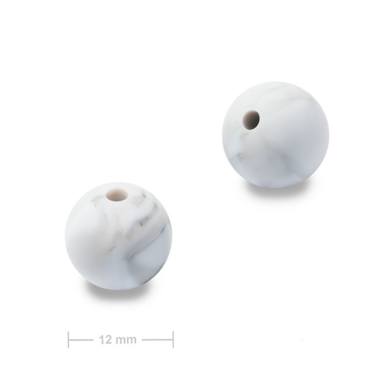 Silicone round beads 12mm Grey Marble