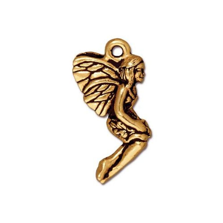 TierraCast pendant Leaf Fairy antique gold