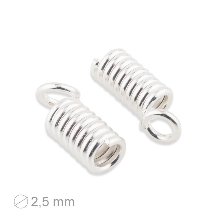 Spring crimping cord cap 2.5mm silver