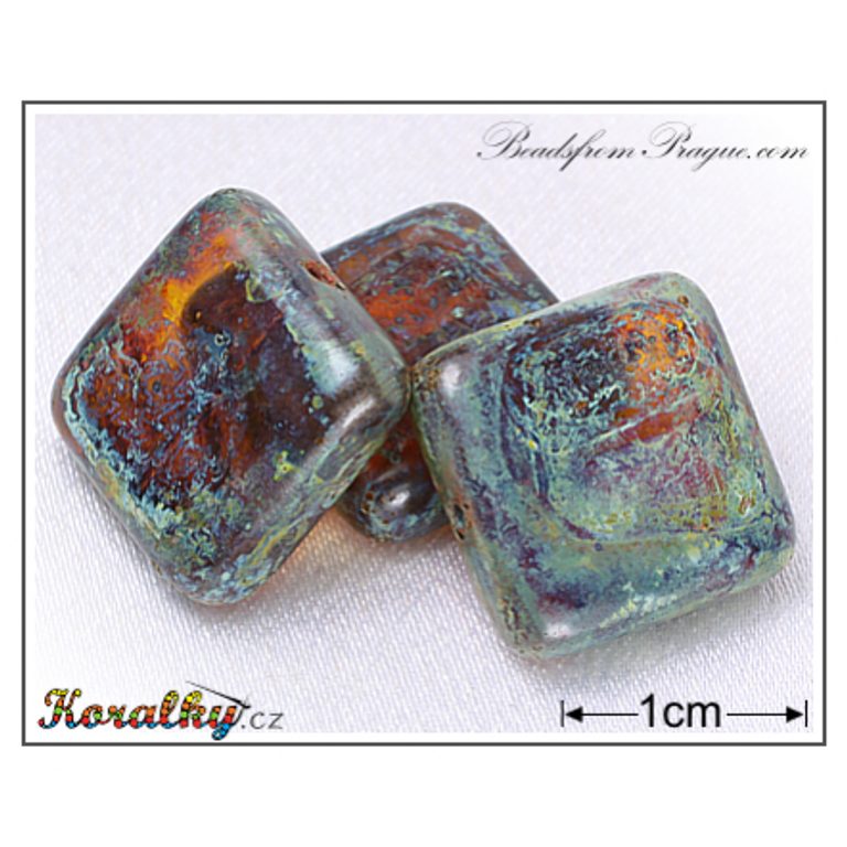 Czech glass Travertin pressed beads No.97