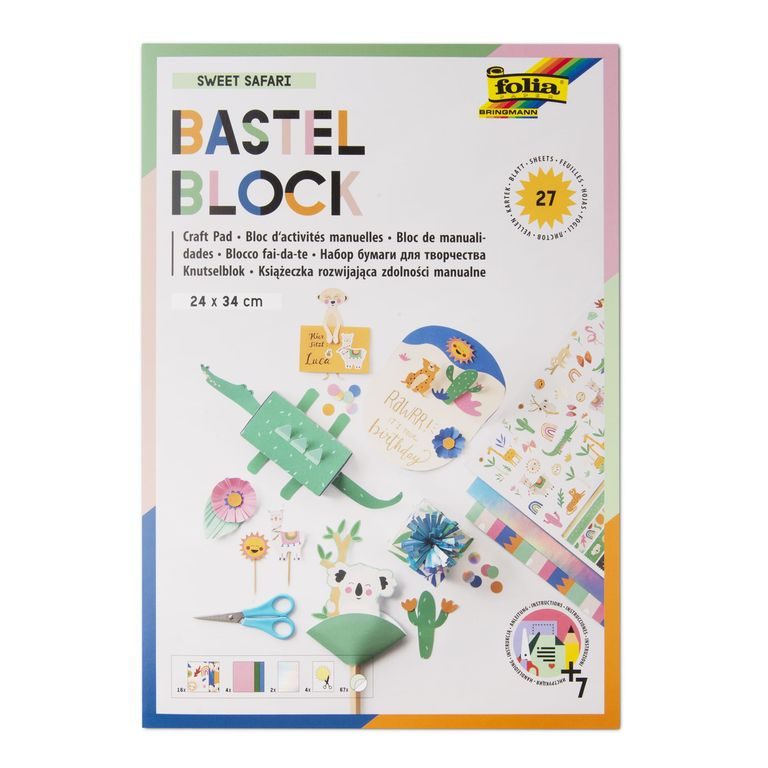 Set de coli de hârtie cu imprimeu și instrucții Sweet safari 27 coli 24x34cm
