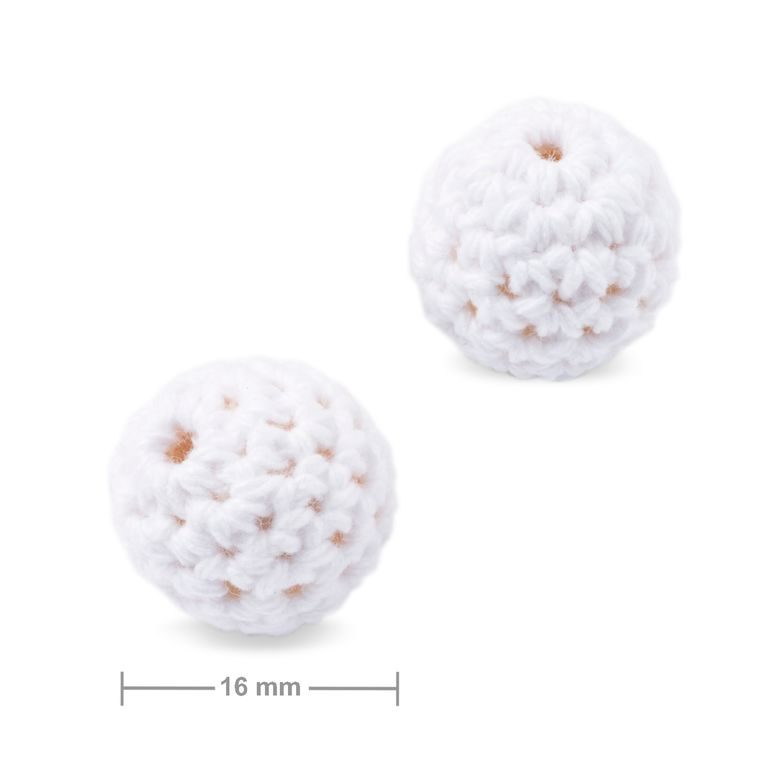 Crochet beads round 16mm Snow White