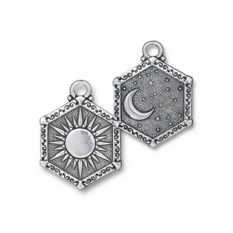 TierraCast pandantiv Sun&amp;Moon culoare argintiu învechit