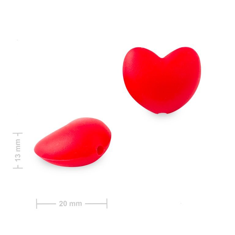 Silicone beads heart 20x17x13mm Rose Red