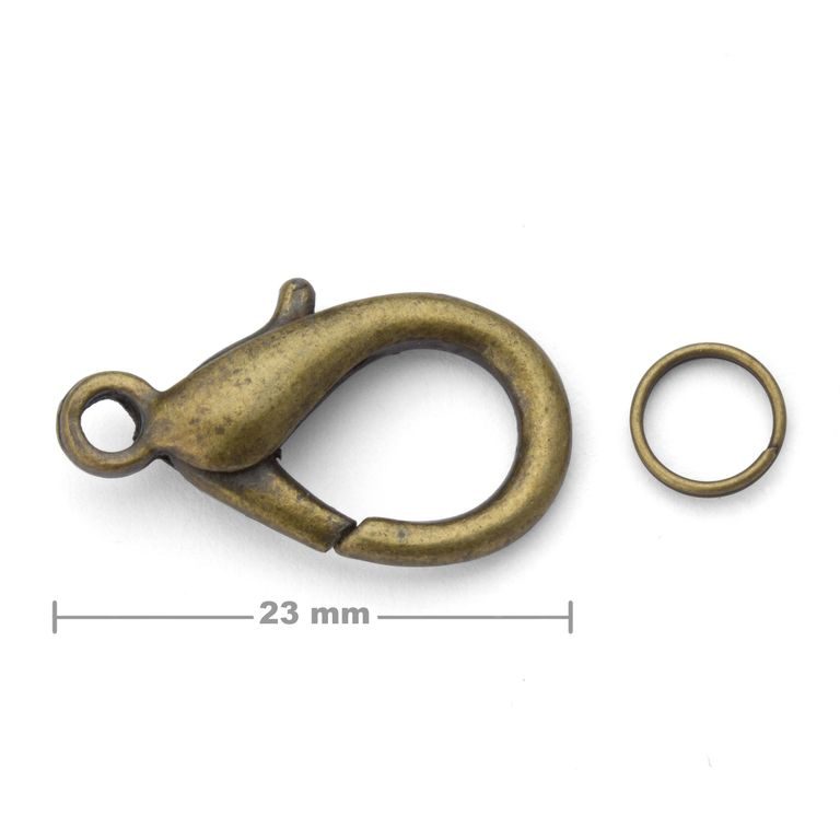 Jewellery lobster clasp 23mm antique brass
