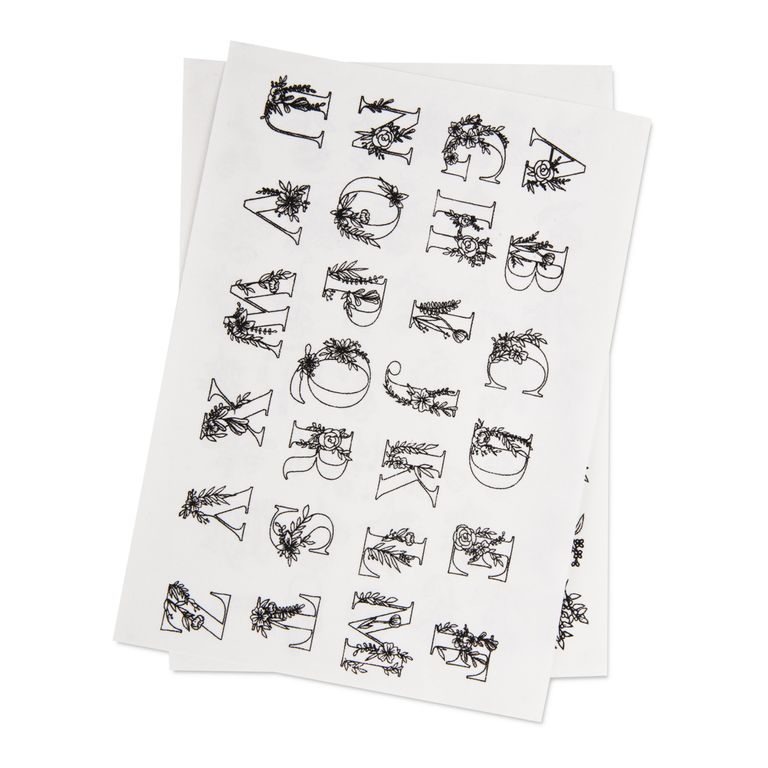 Manumi water-soluble embroidery base with flower and alphabet motifs