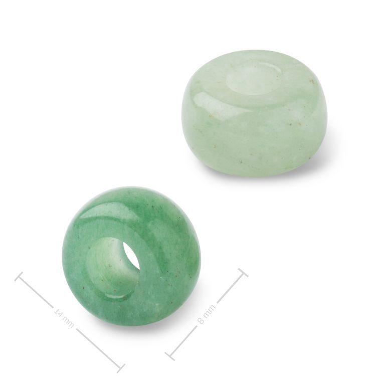 Mineral Aventurine rondelle bead with large hole for Macramé 14x8mm