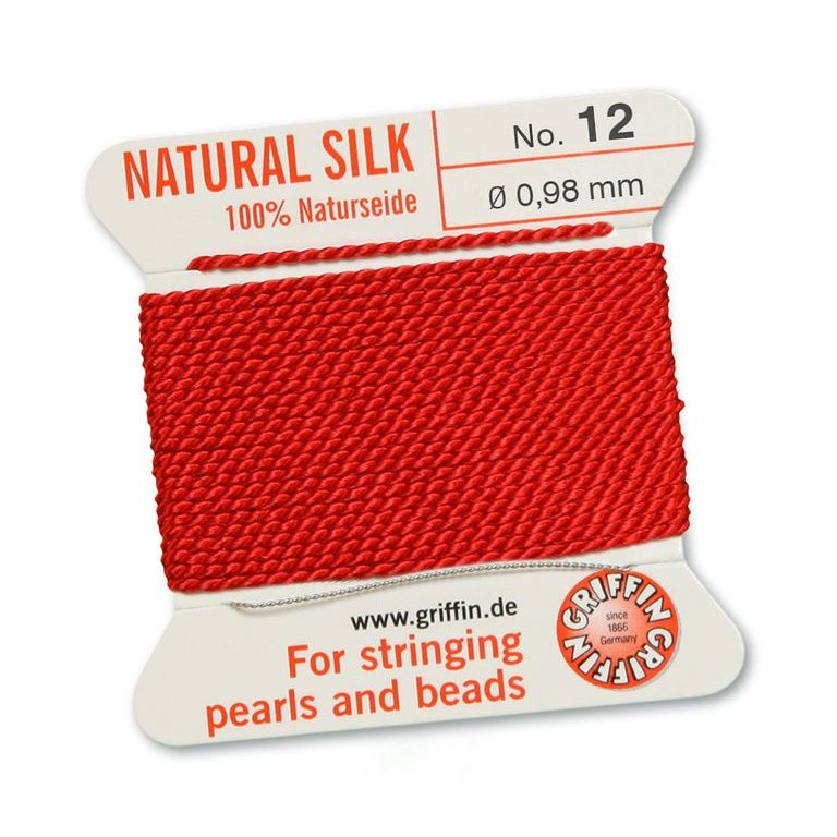 Silk thread with needle 0.98mm/2m red