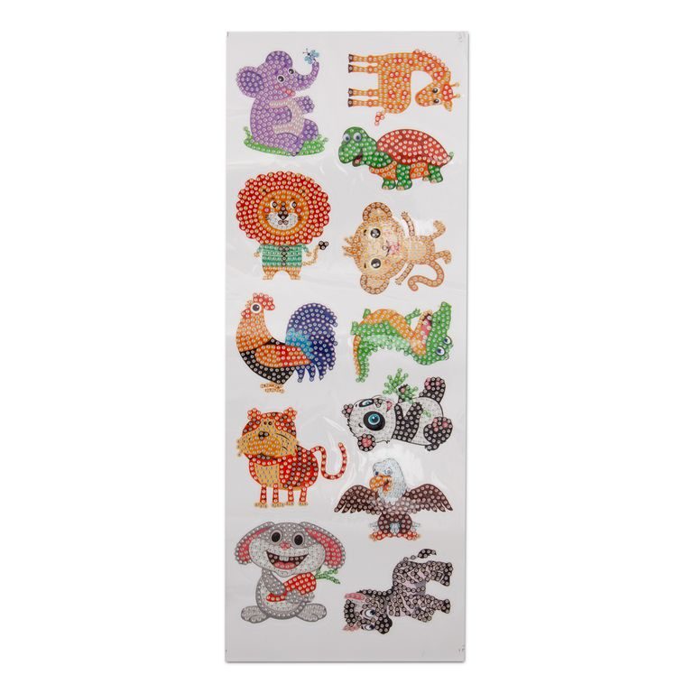 Diamond painting set of stickers with animals 12pcs