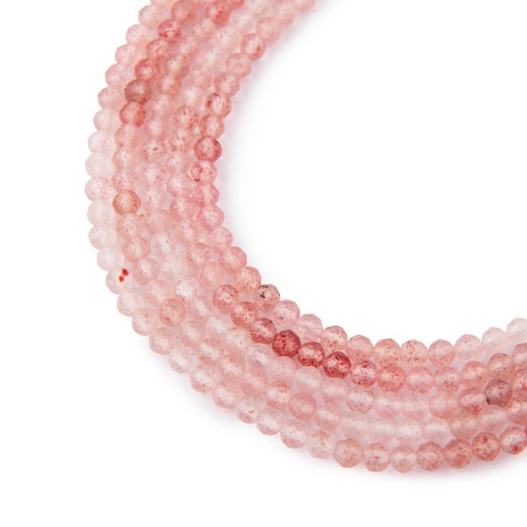 Strawberry Quartz gradient faceted beads 3mm