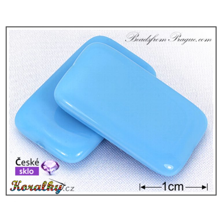 Czech glass pressed bead rectangle 30x14mm turquoise No.71