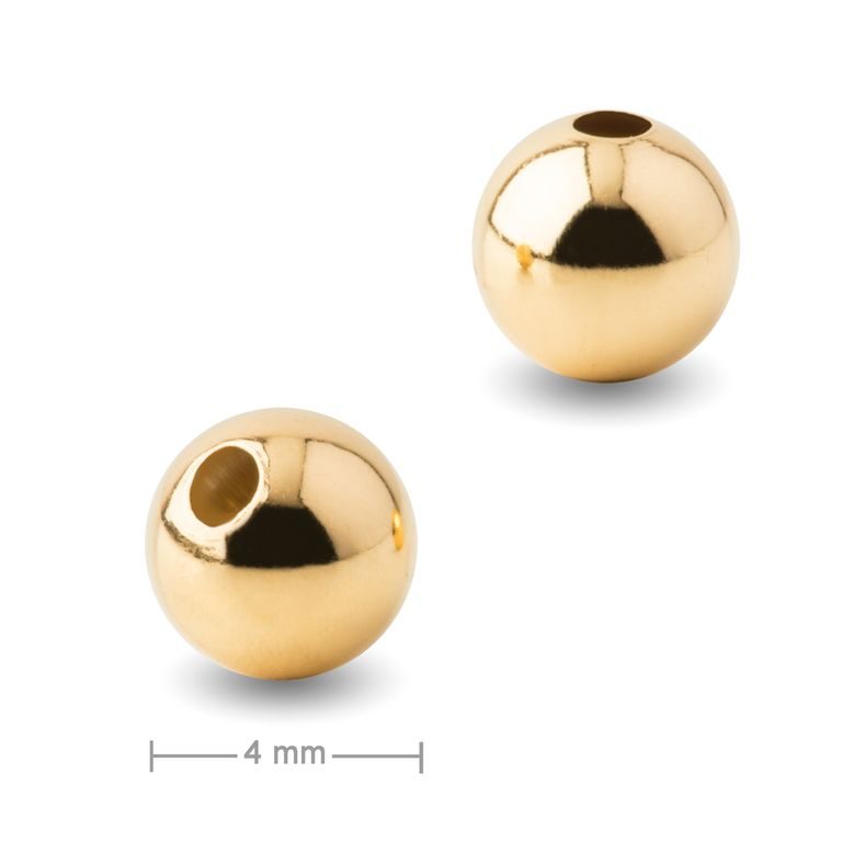 Mărgele argintii 4mm placate cu aur de 24K nr.691