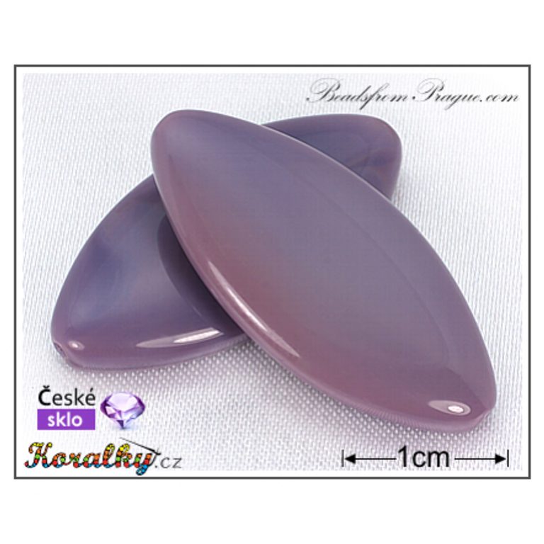 Czech glass pressed bead olive 30x14mm purple No.96
