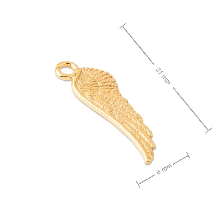 Stříbrný přívěsek andělské křídlo pozlacený 24K zlatem č.890