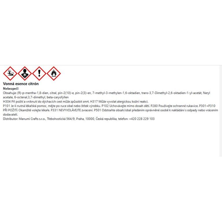 Manumi vonná esencia citrón 10 ml