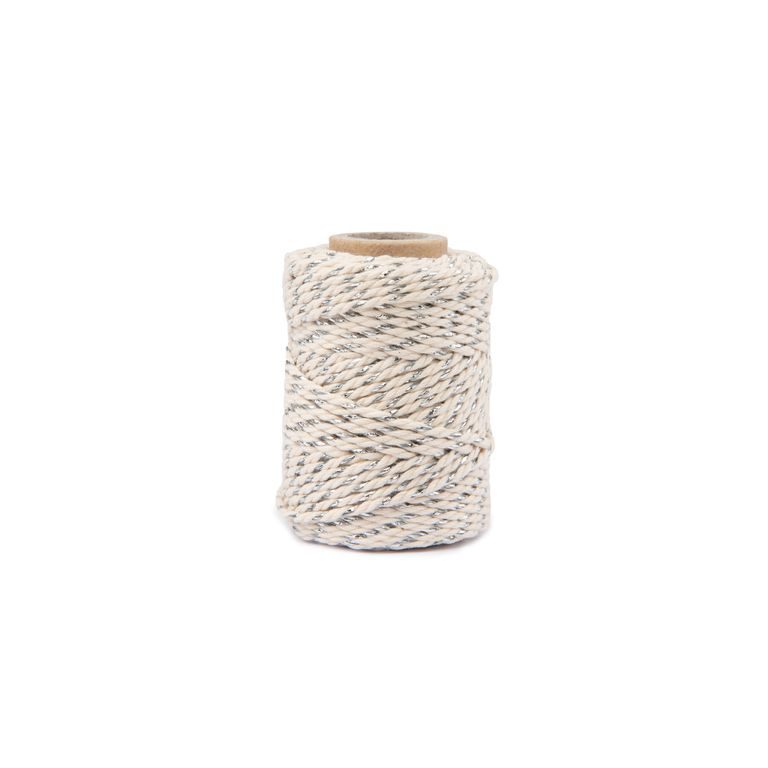 Decorative string 1.5mm natural with fibre in silver colour